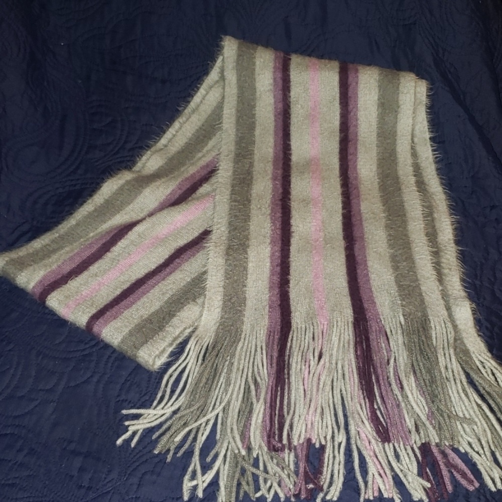 Gray/Purple/Pink Scarf with Tasseled Ends